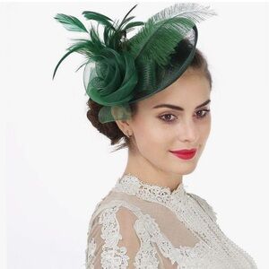 Feathers Tea Party Hat Veil Headband with Hair Clip for Cocktail Church